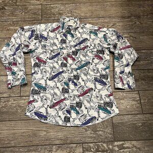 Vintage Brooks & Dunn Panhandle Slim Button Down Sz L 16-34 Hot Rods Rock & Roll